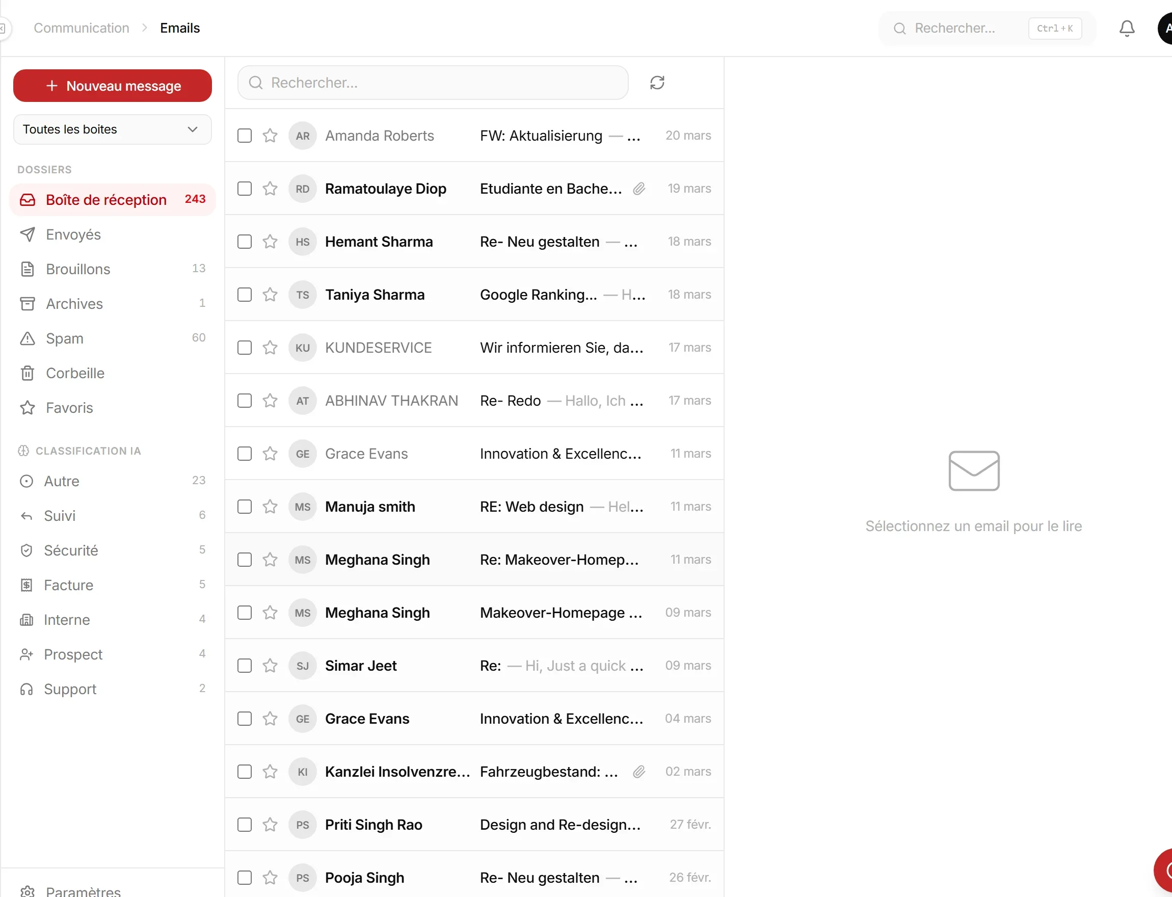 Email & Calendrier Intégré — capture d'écran